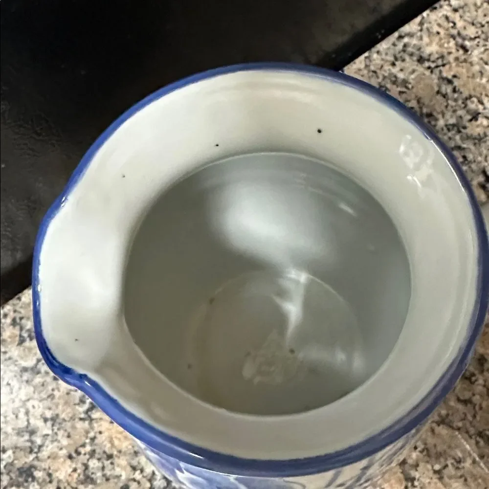 Vintage Blue and white Floral Ceramic Pitcher / Vase